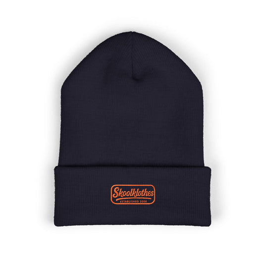 Embroidered Classic Cuffed Beanie — Retro 'Skoolklothes Skull