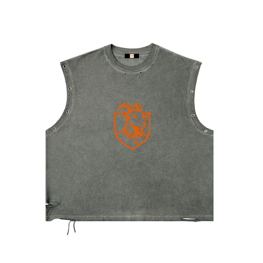 Distressed Grommet Eyelet Tank Top