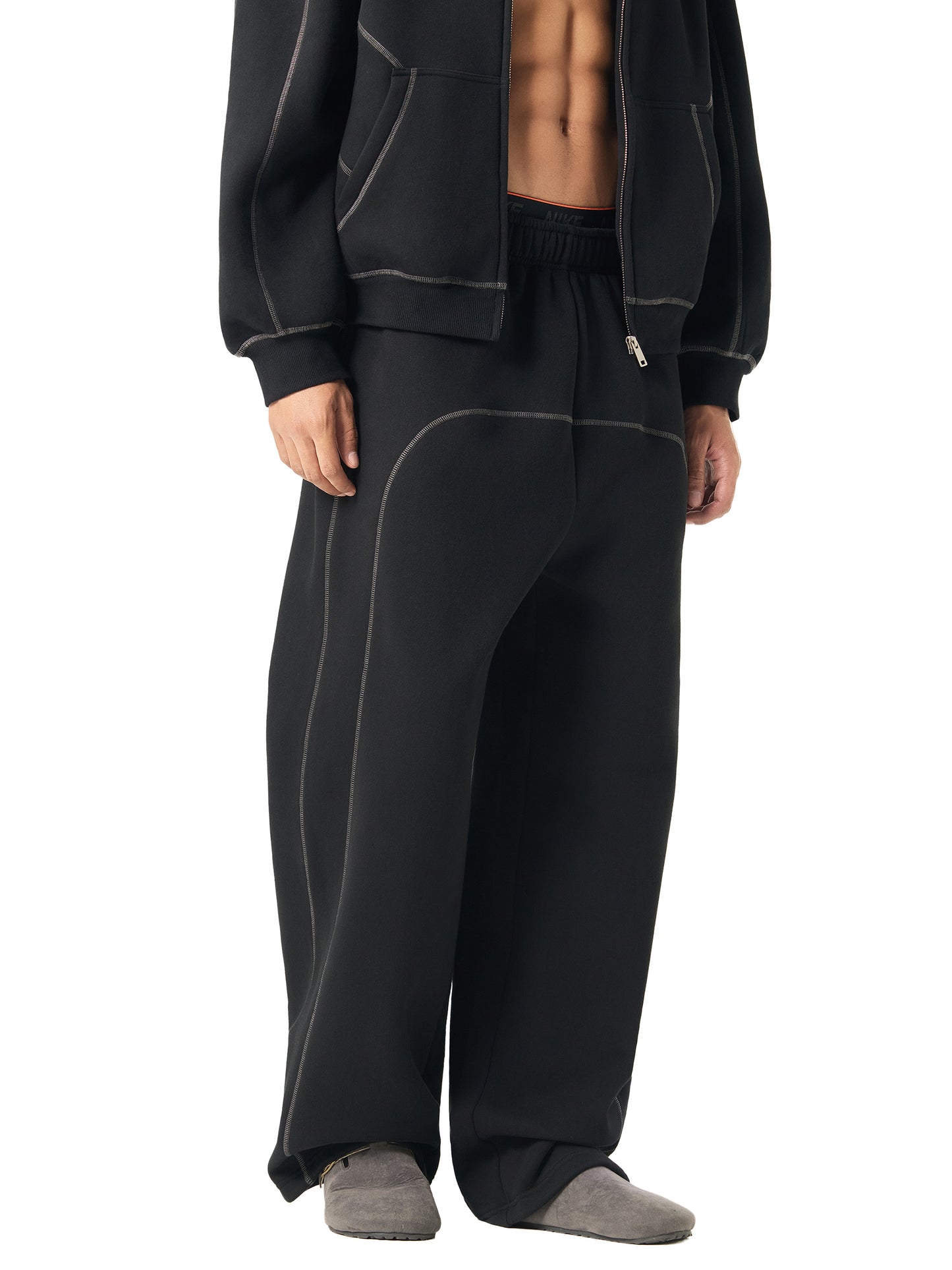 Contrast-Stitched Fleece Sweatpants